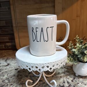 Rae Dunn White Mug with Black 'BEAST' Text
